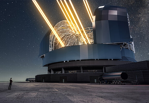 Una visualizzazione mostra l'aspetto che avrà l'Extremely Large Telescope una volta completato. Foto: ESO/L. Calçada